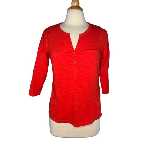 Boden 100% Cotton Pop of Color Lightweight 3/4 Sleeve Red Shirt Pocket M11 - Picture 1 of 10